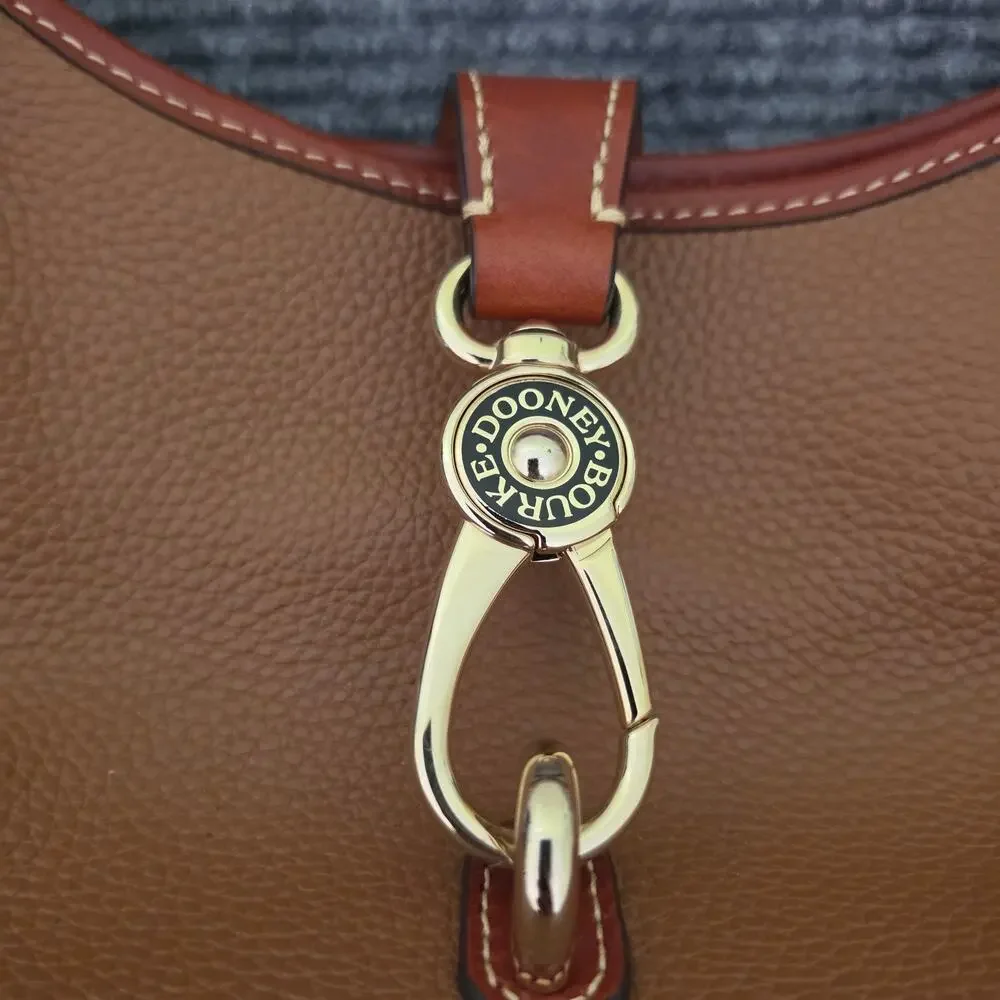 Dooney & Bourke Tan Pebble Grain Logo Lock Small Satchel